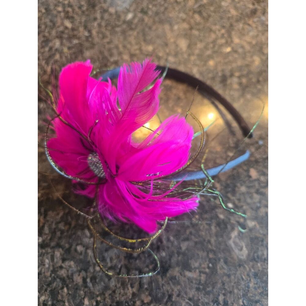 Fuchsia Feather Floral Headband - Women's Hair Accessory